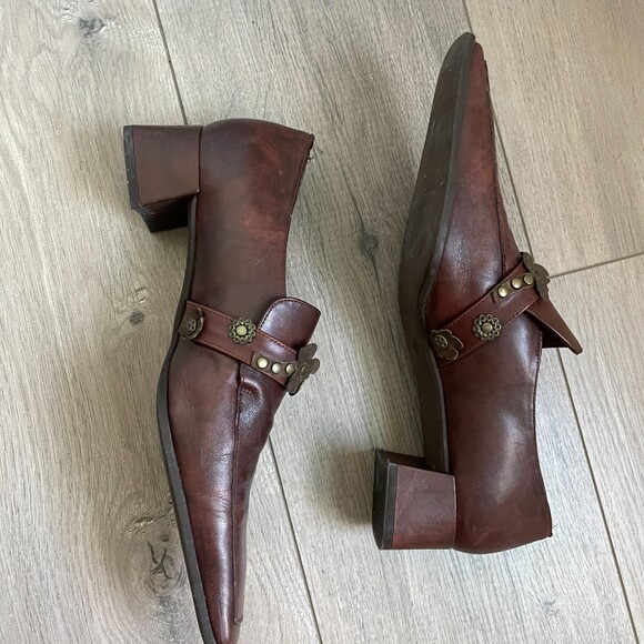 Hispanitas brown leather loafers size 40/9.5 - Picture 2 of 9